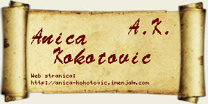Anica Kokotović vizit kartica